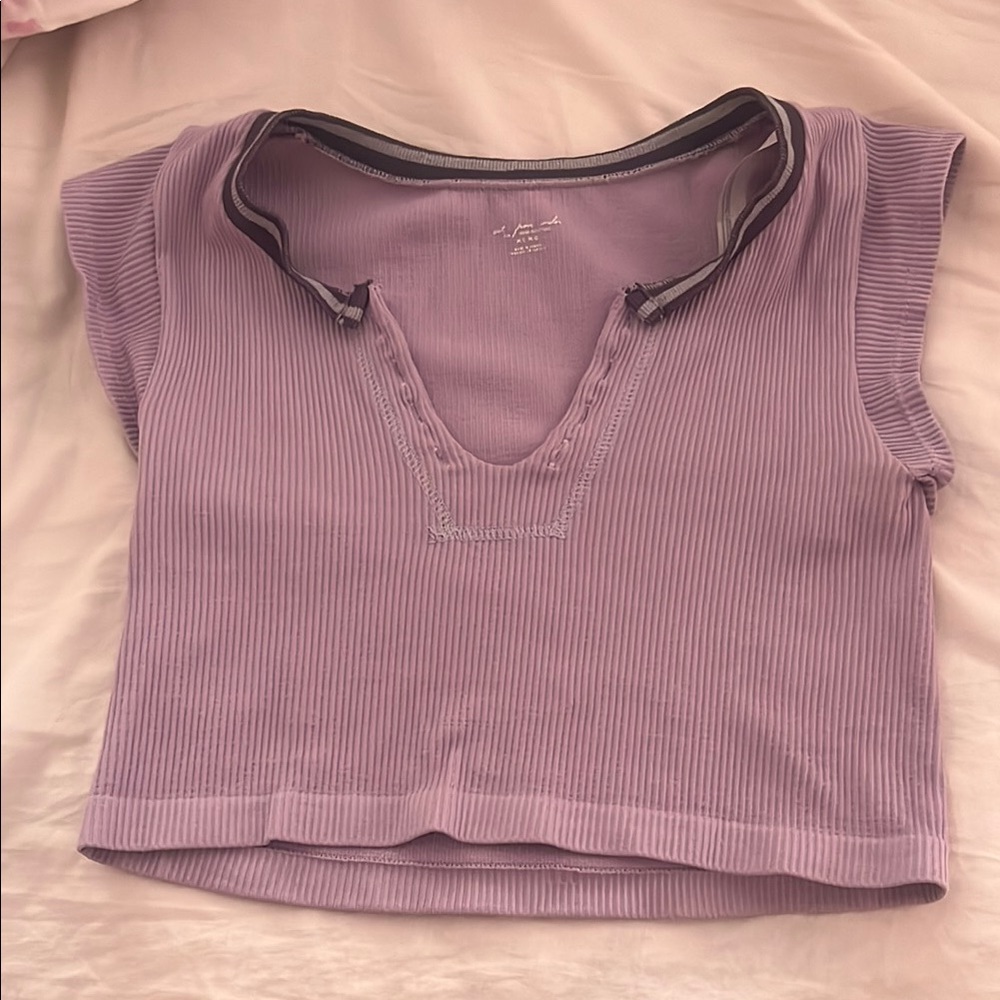 Urban Outfitters Purple Ribbed Go For Gold Top